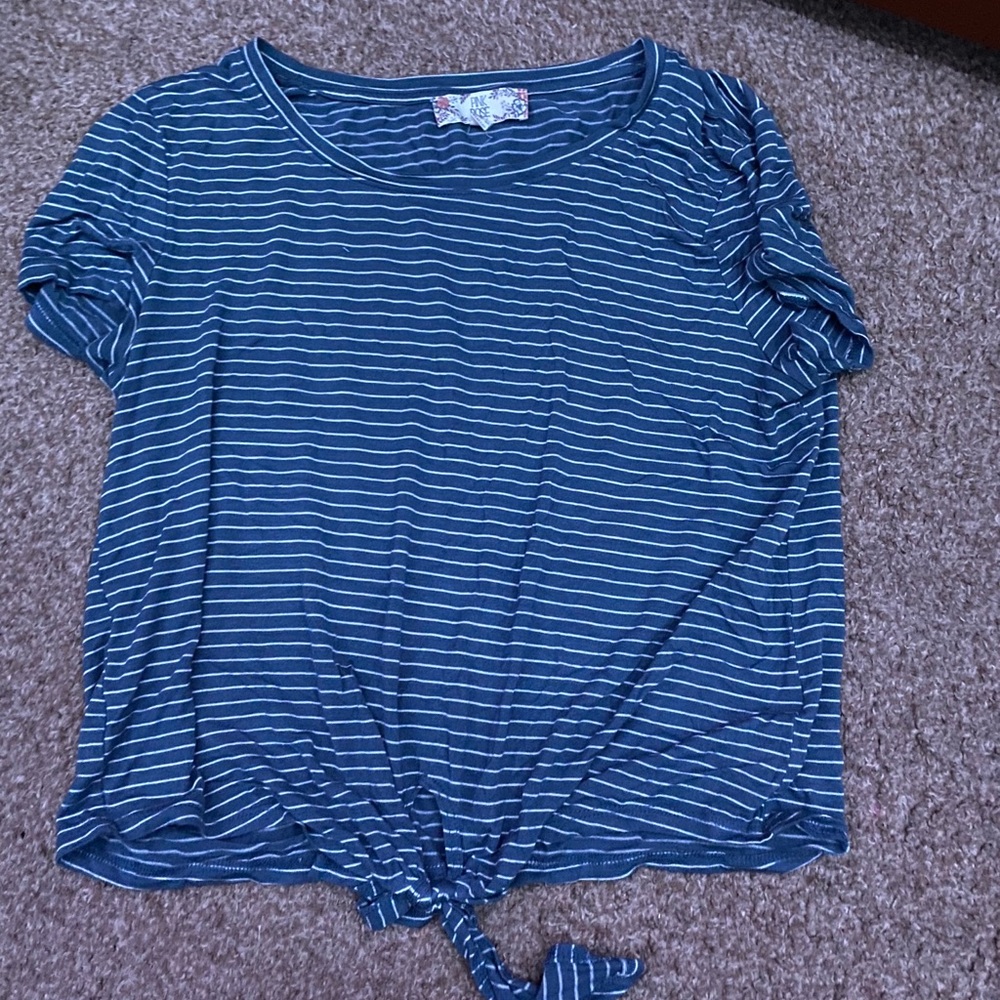 blue striped loose fitting crop top from kohl’s